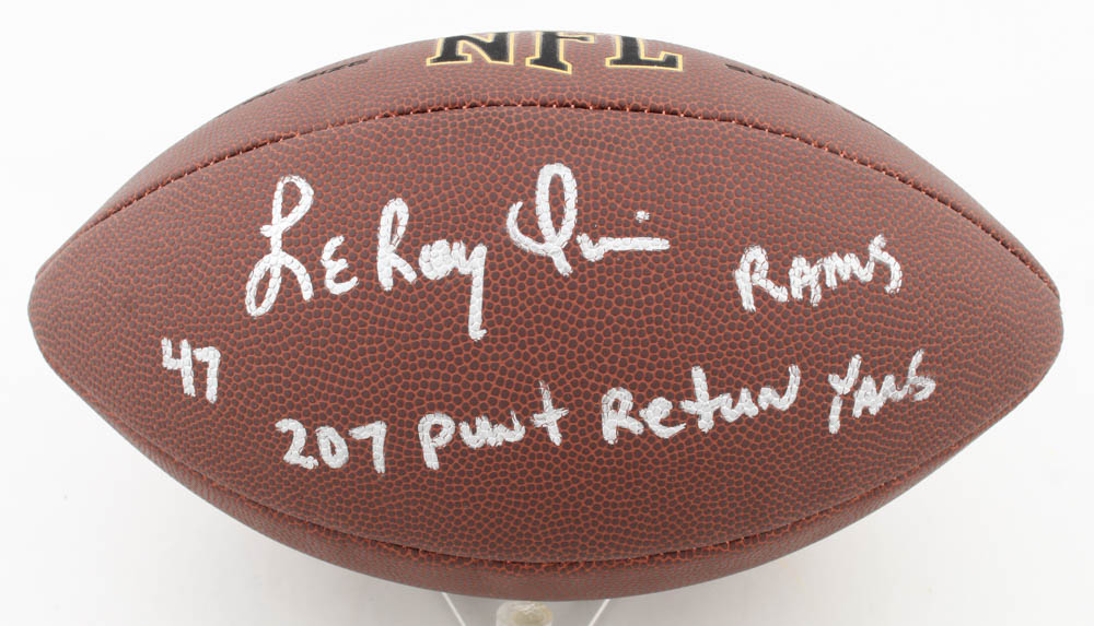 LeRoy Irvin Signed NFL Football Inscribed "Rams" & "207 Punt Return Yards" (JSA) at PristineAuction.com LeRoy Irvin Signed NFL Football Inscribed "Rams" & "207 Punt Return Yards" (JSA) at PristineAuction.com