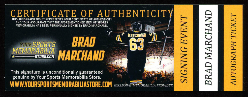 Brad Marchand Signed 2020 Bruins Ticket (Marchand COA) at PristineAuction.com Brad Marchand Signed 2020 Bruins Ticket (Marchand COA) at PristineAuction.com