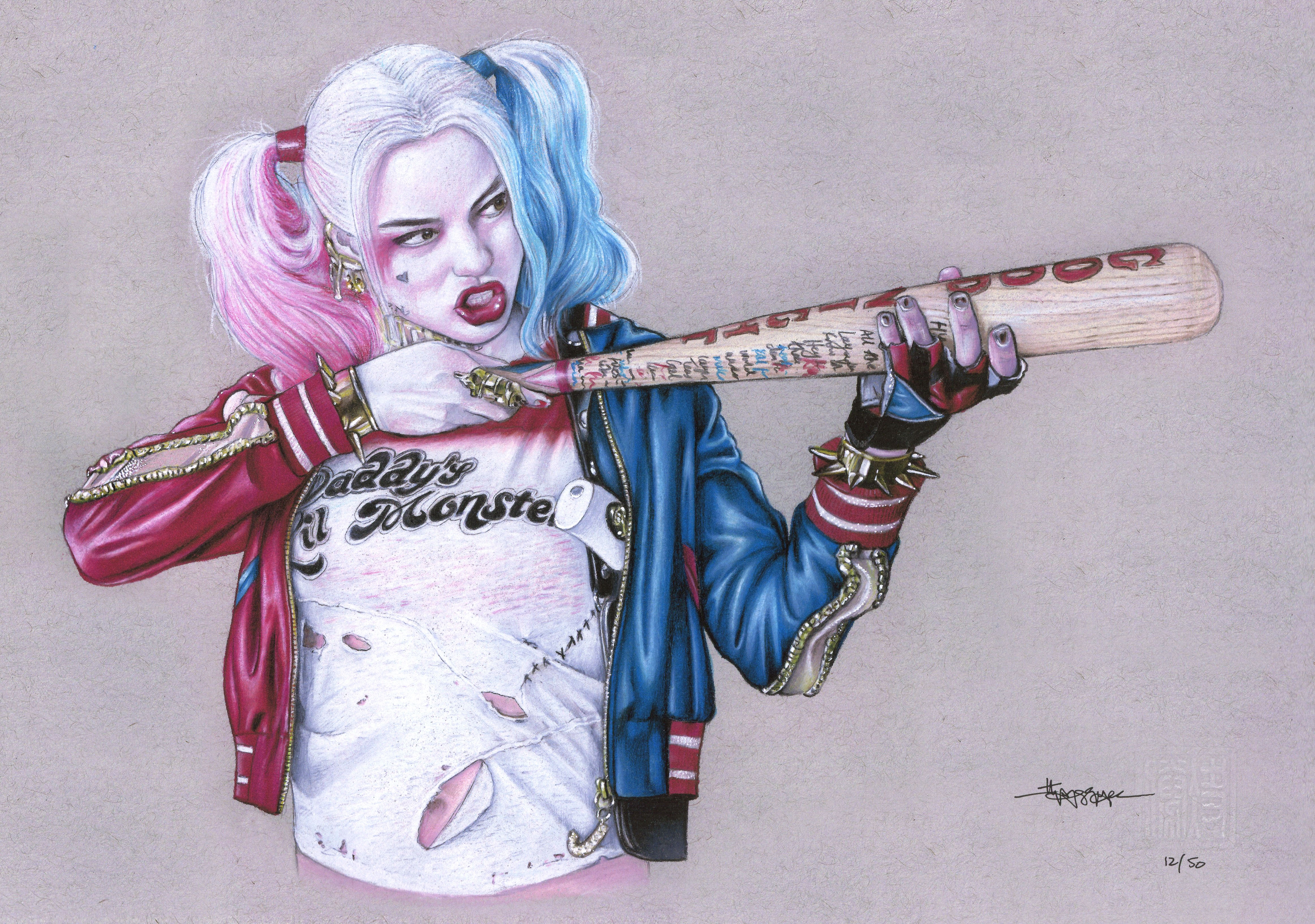 Thang Nguyen - Harley Quinn - Margot Robbie - "Suicide Squad" - DC Comics - 8x12 Signed Limited Edition Giclee on Fine Art Paper #/50 at PristineAuction.com Thang Nguyen - Harley Quinn - Margot Robbie - "Suicide Squad" - DC Comics - 8x12 Signed Limited Edition Giclee on Fine Art Paper #/50 at PristineAuction.com