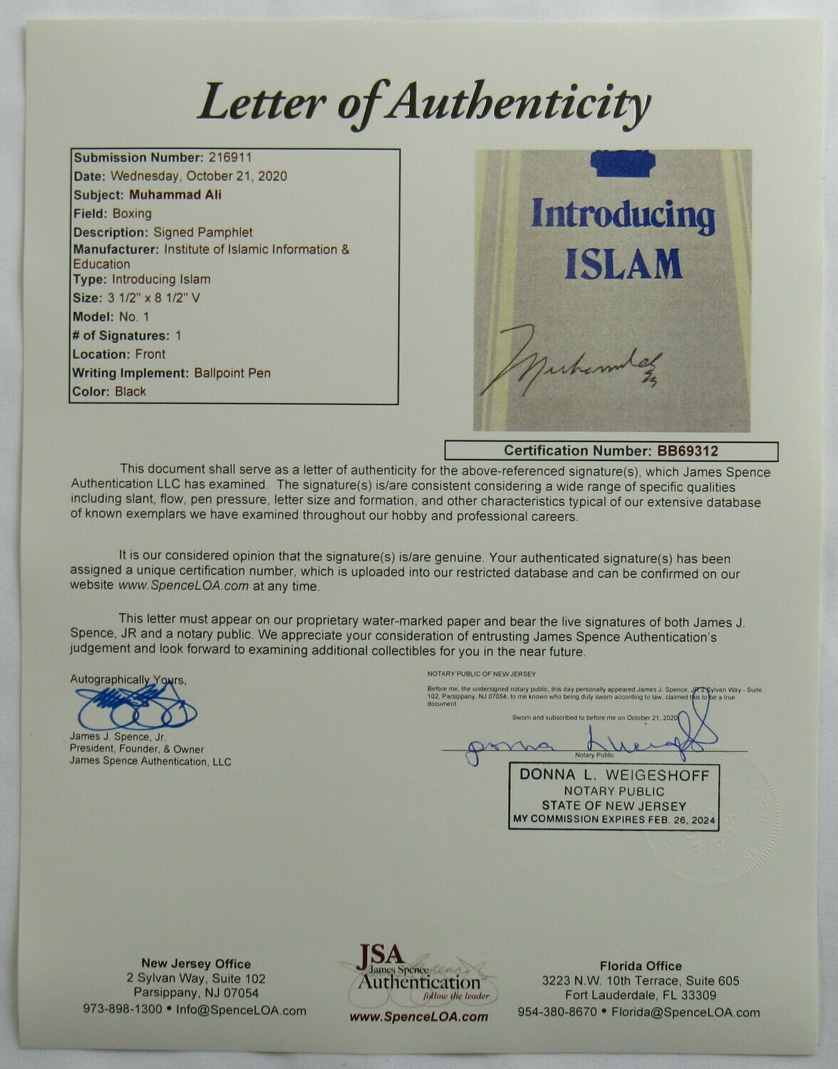 Muhammad Ali Signed Pamphlet (JSA ALOA) at PristineAuction.com Muhammad Ali Signed Pamphlet (JSA ALOA) at PristineAuction.com