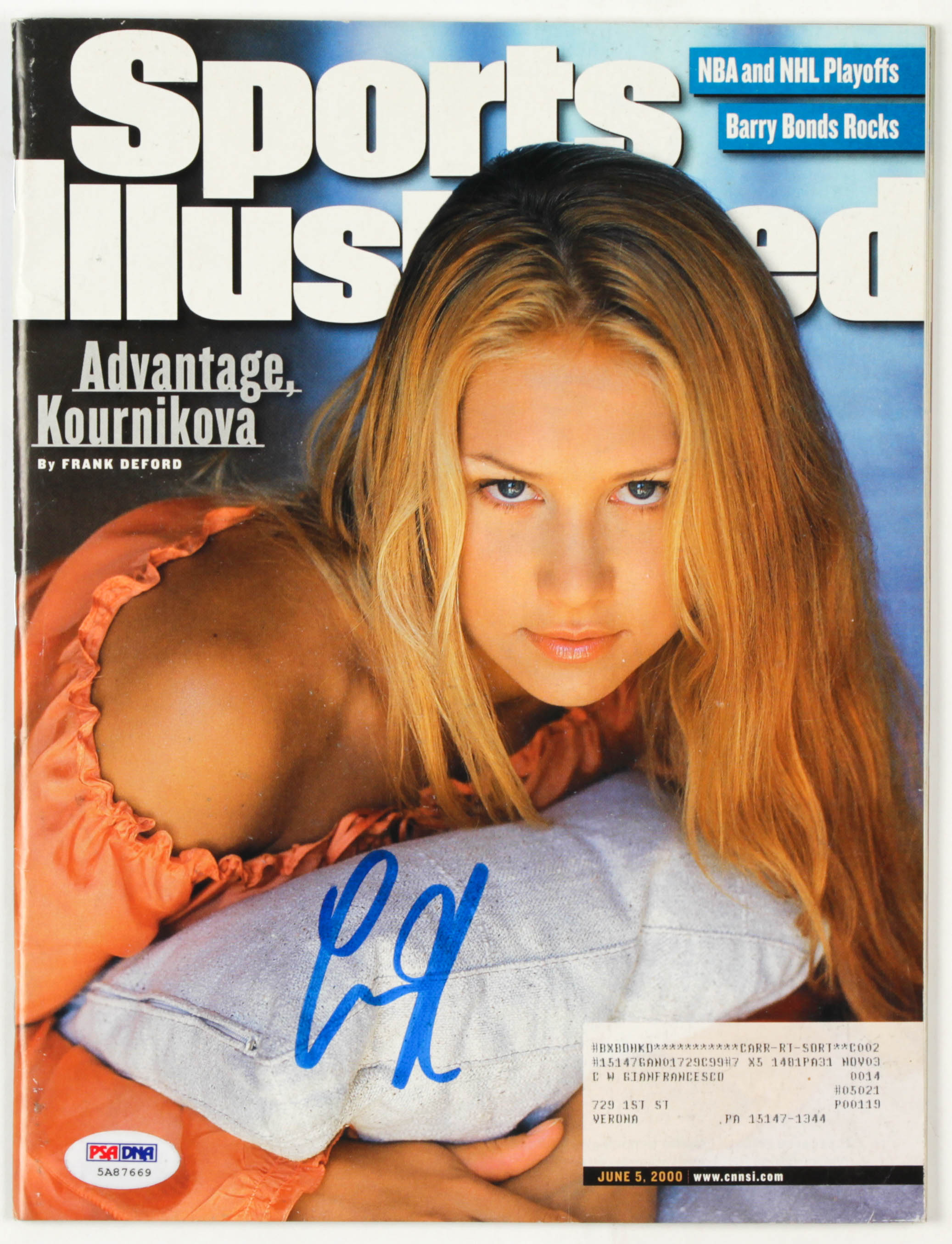 Anna Kournikova Signed 2000 Sports Illustrated Magazine (PSA COA) at PristineAuction.com Anna Kournikova Signed 2000 Sports Illustrated Magazine (PSA COA) at PristineAuction.com