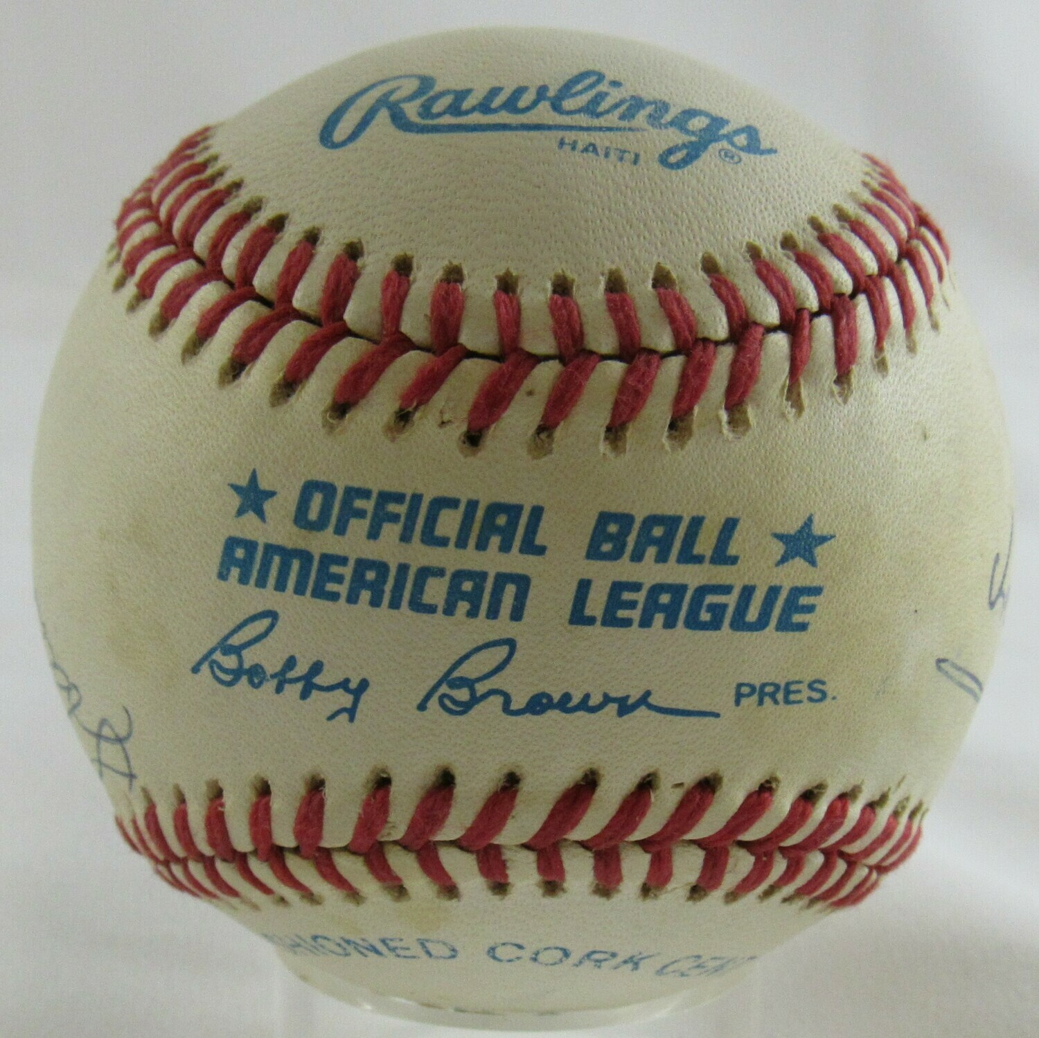 OAL Baseball Signed by (4) with Mickey Mantle, Willie Mays, Hank Aaron, & Joe DiMaggio (JSA LOA) at PristineAuction.com OAL Baseball Signed by (4) with Mickey Mantle, Willie Mays, Hank Aaron, & Joe DiMaggio (JSA LOA) at PristineAuction.com