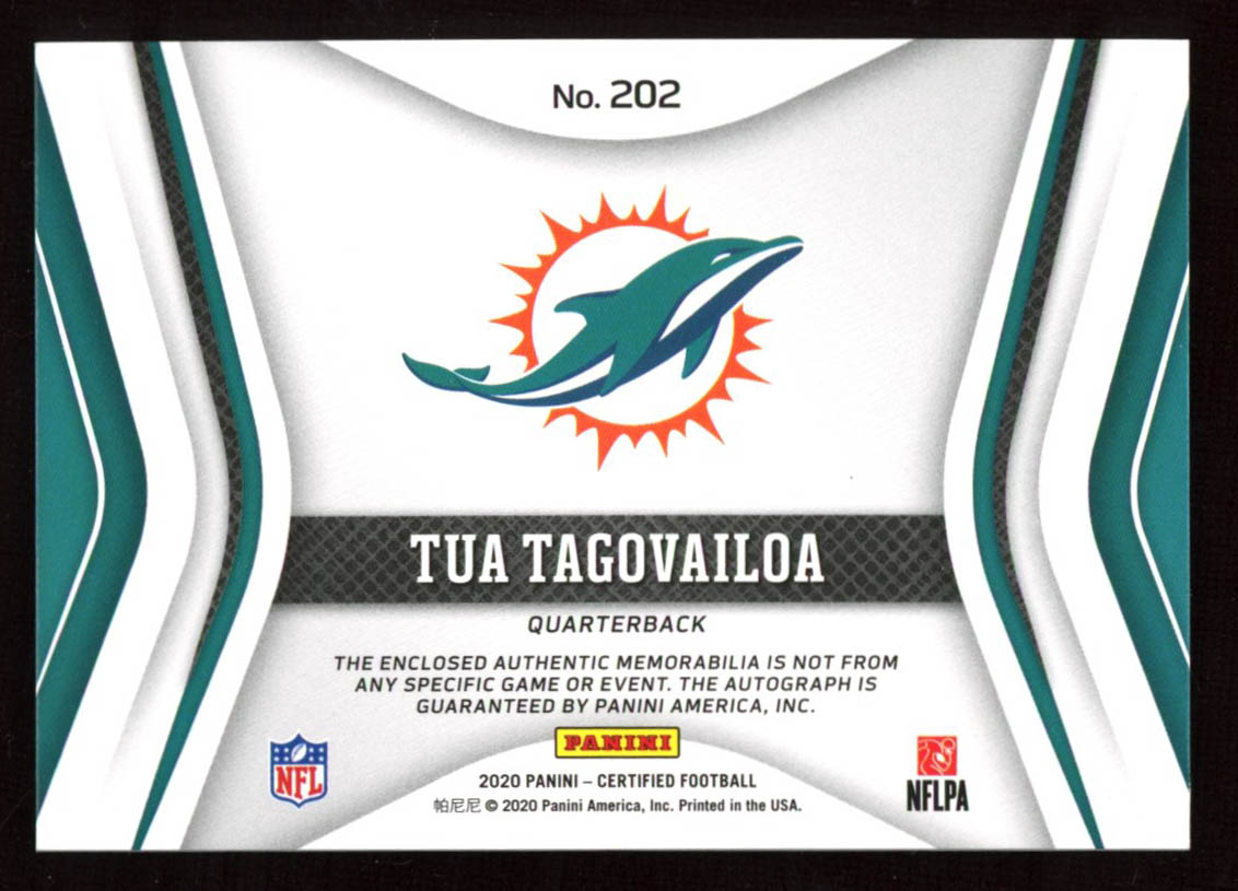 Tua Tagovailoa 2020 Certified #202 Autograph RC at PristineAuction.com Tua Tagovailoa 2020 Certified #202 Autograph RC at PristineAuction.com