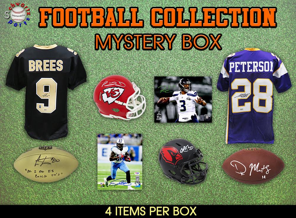 Schwartz Sports Football Collection Mystery Box - Series 10- (Limited to 100) (4 Autographs in EVERY Box!!) at PristineAuction.com Schwartz Sports Football Collection Mystery Box - Series 10- (Limited to 100) (4 Autographs in EVERY Box!!) at PristineAuction.com