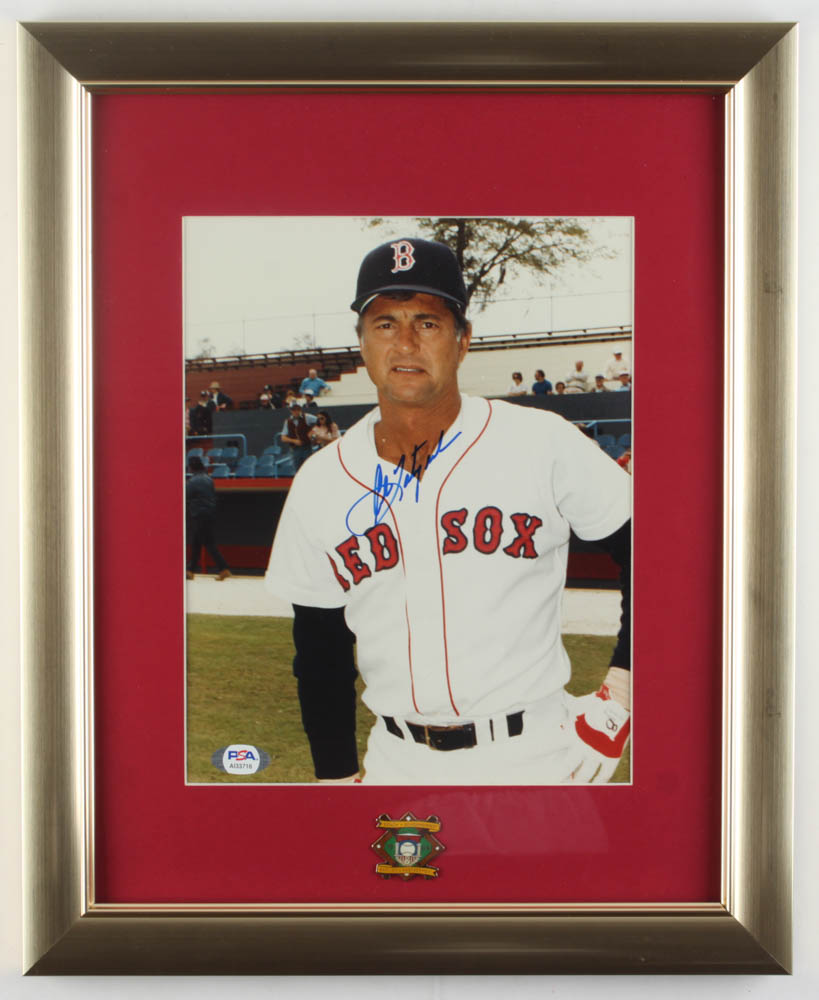 Carl Yastrzemski Signed Red Sox 13x16 Custom Framed Photo Display with 1989 Hall of Fame Induction Pin (PSA COA) at PristineAuction.com Carl Yastrzemski Signed Red Sox 13x16 Custom Framed Photo Display with 1989 Hall of Fame Induction Pin (PSA COA) at PristineAuction.com