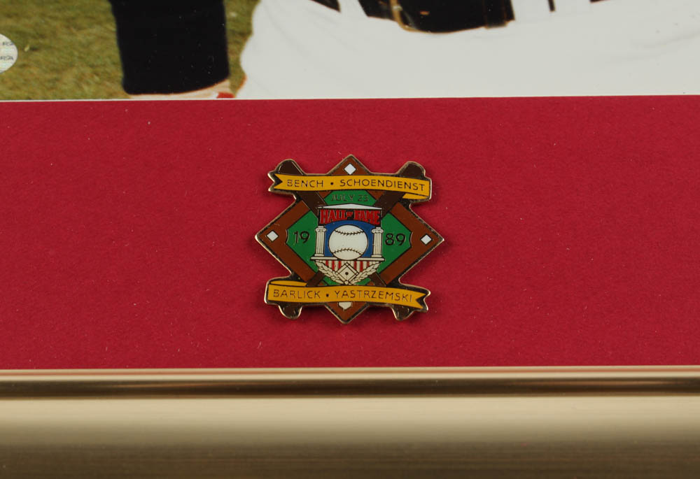 Carl Yastrzemski Signed Red Sox 13x16 Custom Framed Photo Display with 1989 Hall of Fame Induction Pin (PSA COA) at PristineAuction.com Carl Yastrzemski Signed Red Sox 13x16 Custom Framed Photo Display with 1989 Hall of Fame Induction Pin (PSA COA) at PristineAuction.com