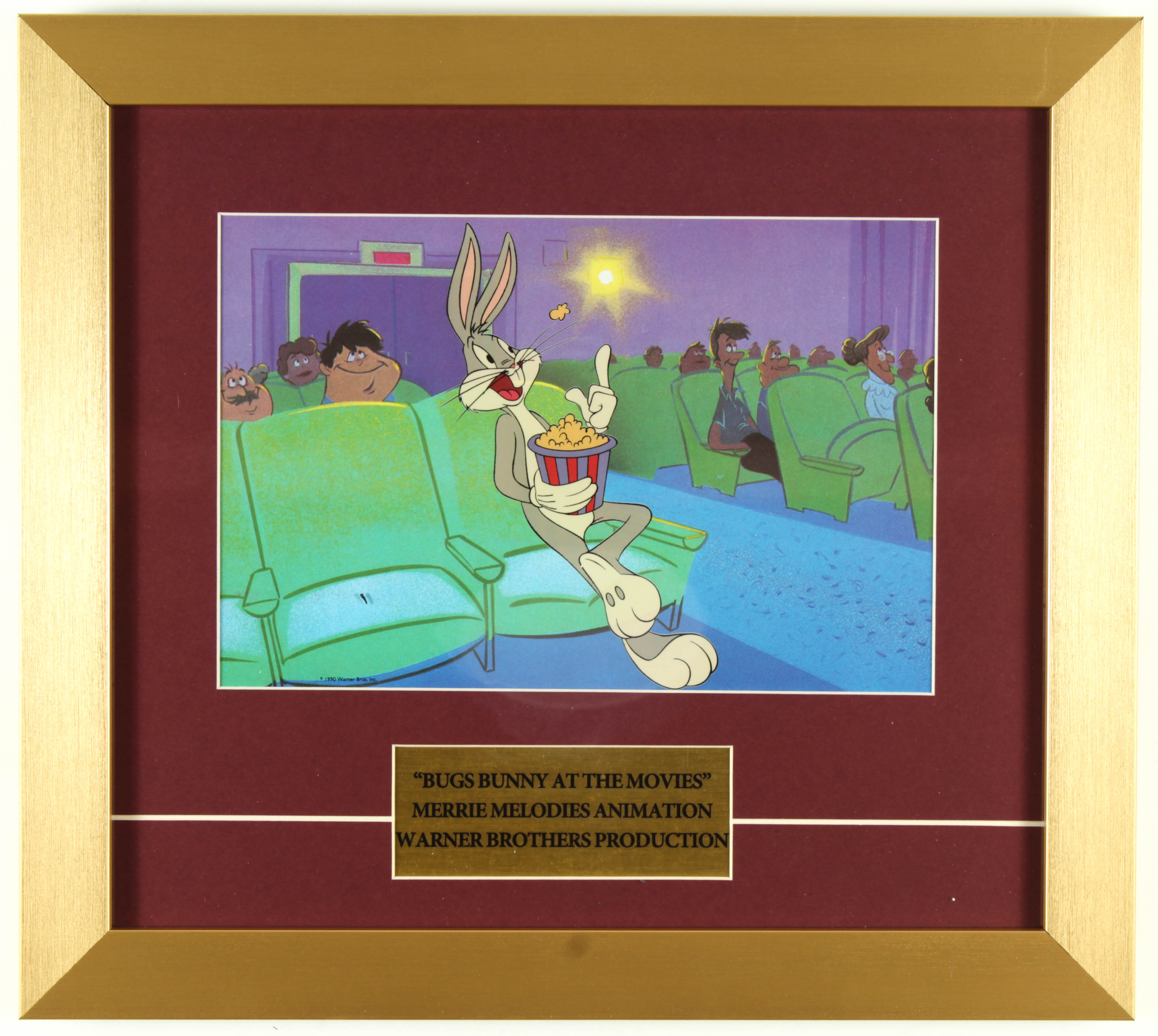 Warner Bros. "Bugs Bunny At The Movies" 13.5x15 Custom Framed Animation Serigraph Display at PristineAuction.com Warner Bros. "Bugs Bunny At The Movies" 13.5x15 Custom Framed Animation Serigraph Display at PristineAuction.com