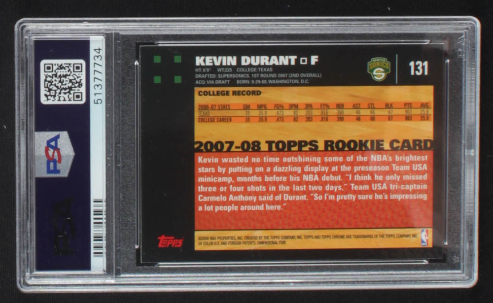 その他 KEVIN DURANT TOPPS CHROME RC #131 PSA 9 その他 KEVIN DURANT TOPPS CHROME RC #131 PSA 9 2007 Topps Chrome