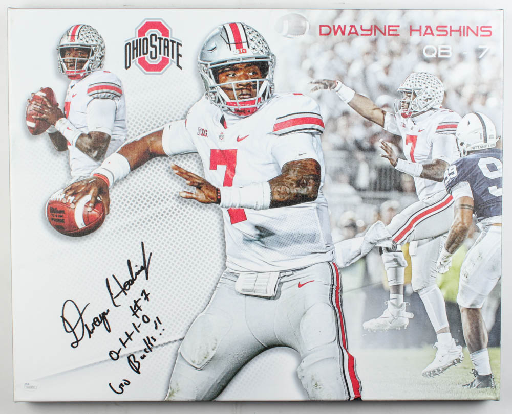 Dwayne Haskins Signed Ohio State Buckeyes 20x25 Print On Canvas Display Inscribed 