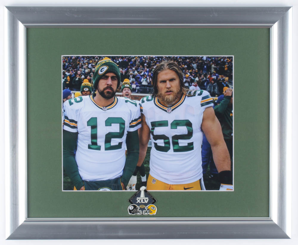Aaron Rodgers & Clay Matthews Packers 13x16 Custom Framed Photo Display with Super Bowl XLV Pin at PristineAuction.com Aaron Rodgers & Clay Matthews Packers 13x16 Custom Framed Photo Display with Super Bowl XLV Pin at PristineAuction.com