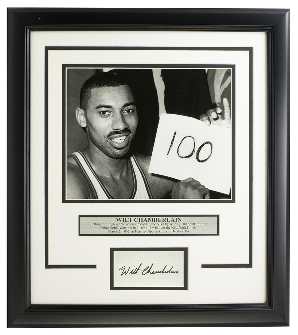 Wilt Chamberlain Warriors "100 Point Photo" 14x18 Custom Framed Photo Display at PristineAuction.com Wilt Chamberlain Warriors "100 Point Photo" 14x18 Custom Framed Photo Display at PristineAuction.com