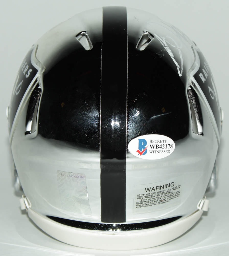 Bo Jackson Signed Raiders Chrome Speed Mini Helmet (Beckett COA & GTSM Hologram) (See Description) at PristineAuction.com Bo Jackson Signed Raiders Chrome Speed Mini Helmet (Beckett COA & GTSM Hologram) (See Description) at PristineAuction.com