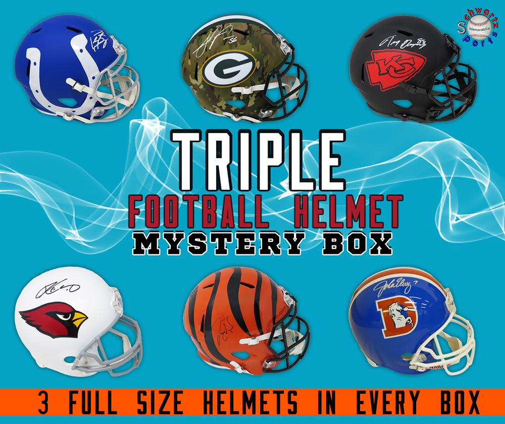 Schwartz Sports Football Superstar Signed TRIPLE FullSize Helmet