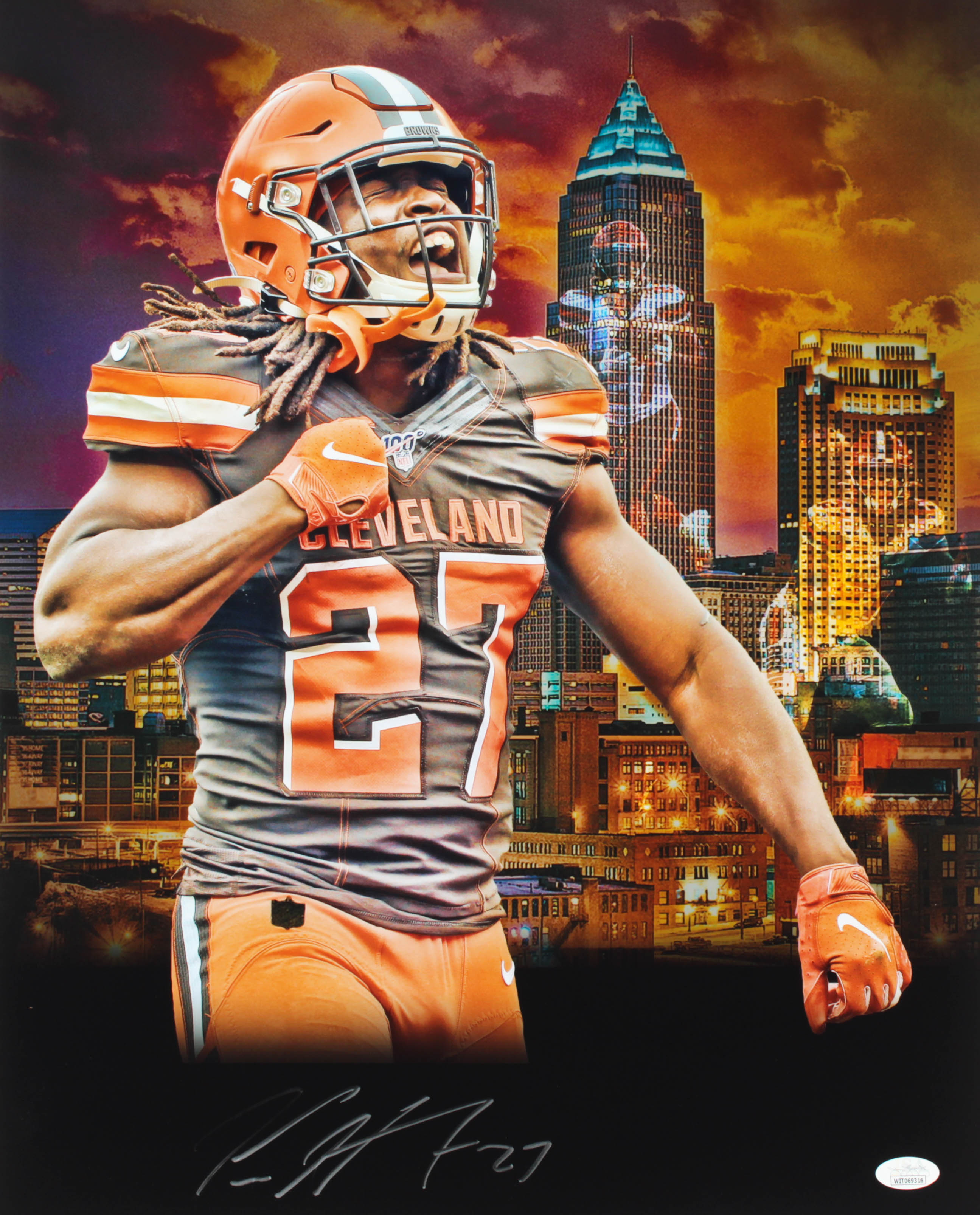 Kareem Hunt Signed Browns 16x20 Photo (JSA COA) Pristine Auction