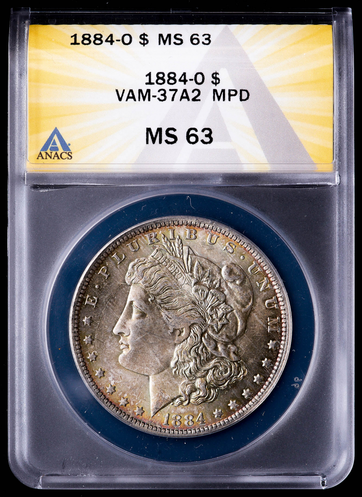 1884 O Morgan Silver Dollar Vam 37a2 Mpd Anacs Ms63 Pristine Auction