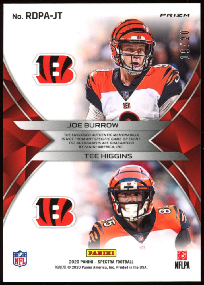 2020 Panini Spectra Rookie Dual Patch Autographs Neon Pink 3 Joe 