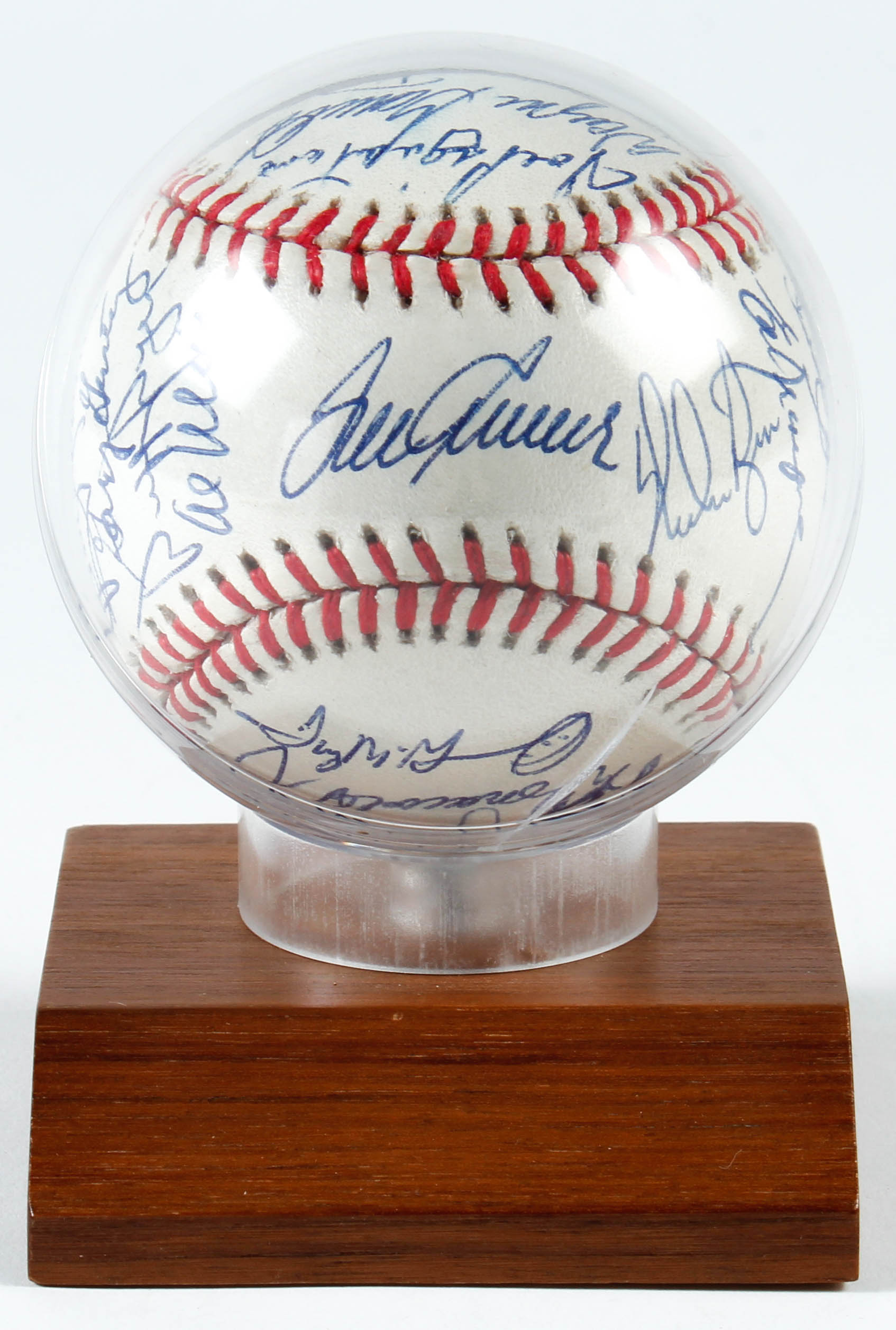 1969 Mets ONL Baseball Team-Signed by (24) With Tom Seaver, Nolan Ryan, Tug McGraw, Donn Clendenon With Display Case (JSA LOA) at PristineAuction.com 1969 Mets ONL Baseball Team-Signed by (24) With Tom Seaver, Nolan Ryan, Tug McGraw, Donn Clendenon With Display Case (JSA LOA) at PristineAuction.com