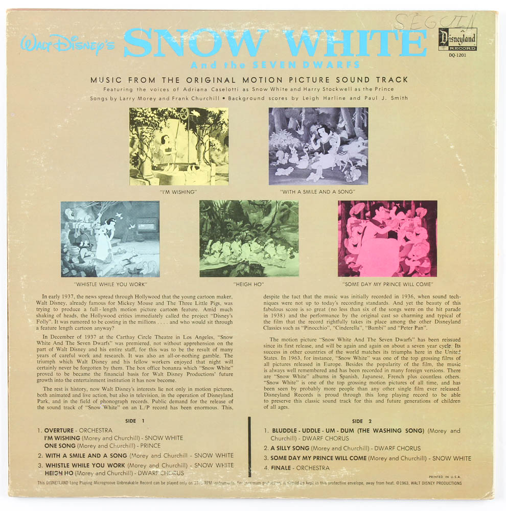Vintage 1968 Walt Disney's "Snow White & The Seven Dwarfs" Vinyl LP Record Album at PristineAuction.com Vintage 1968 Walt Disney's "Snow White & The Seven Dwarfs" Vinyl LP Record Album at PristineAuction.com