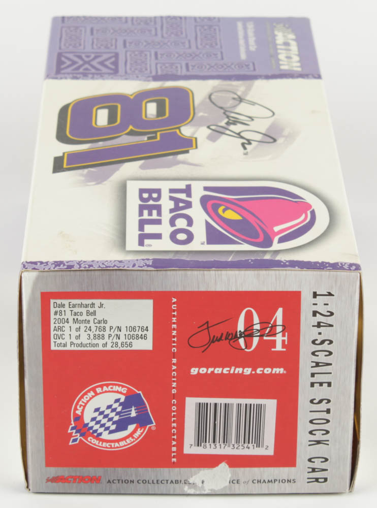 Dale Earnhardt Jr. Signed 2004 NASCAR #81 Taco Bell - 1:24 Premium Action Diecast Car (Dale Jr. Hologram & COA) at PristineAuction.com Dale Earnhardt Jr. Signed 2004 NASCAR #81 Taco Bell - 1:24 Premium Action Diecast Car (Dale Jr. Hologram & COA) at PristineAuction.com