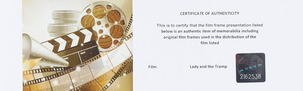 Walt Disney's "Lady and the Tramp" LE 8x10 Custom Matted Original Film / Movie Cell Display at PristineAuction.com Walt Disney's "Lady and the Tramp" LE 8x10 Custom Matted Original Film / Movie Cell Display at PristineAuction.com