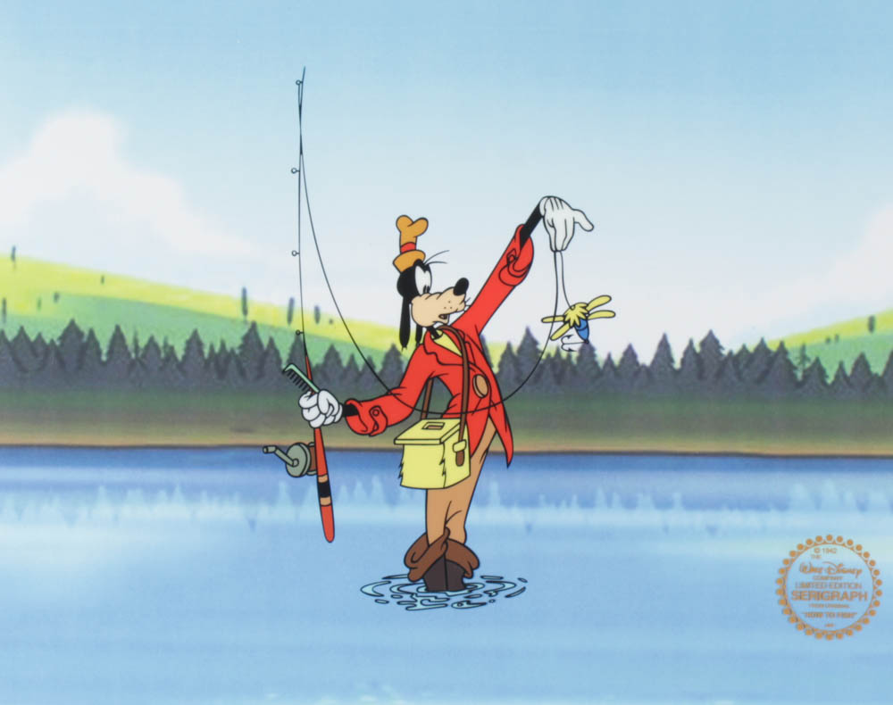 Walt Disney's LE Goofy "How to Fish" 11x14 (2) Piece Animation Sericel at PristineAuction.com Walt Disney's LE Goofy "How to Fish" 11x14 (2) Piece Animation Sericel at PristineAuction.com