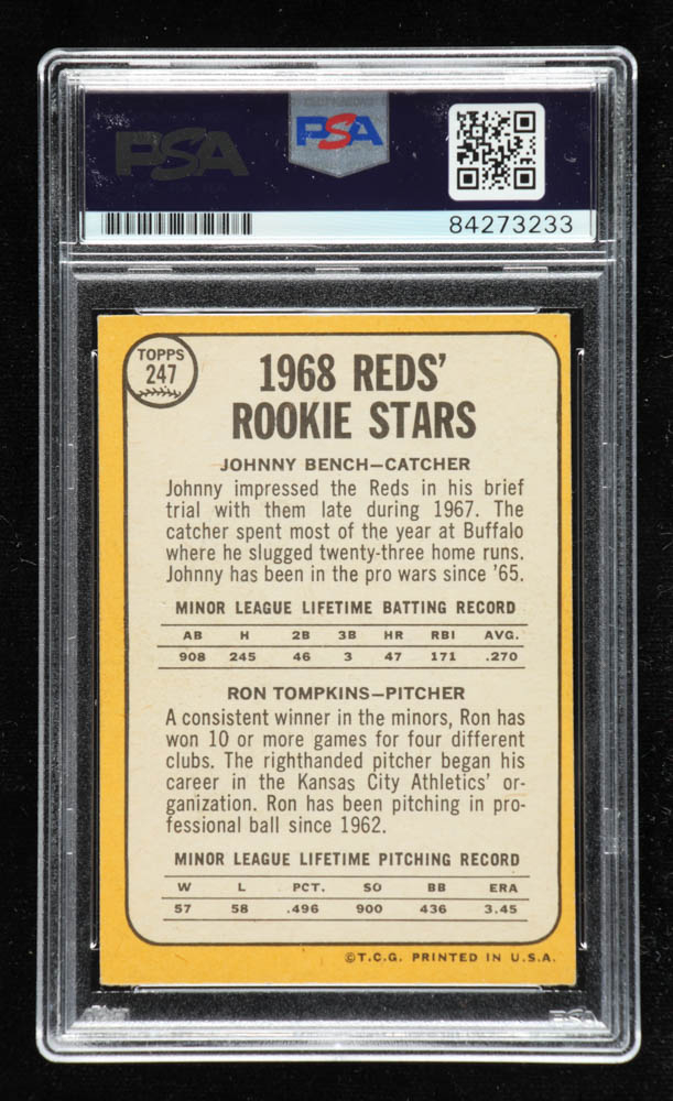 Johnny Bench Signed Johnny Bench RC / Ron Tompkins 1968