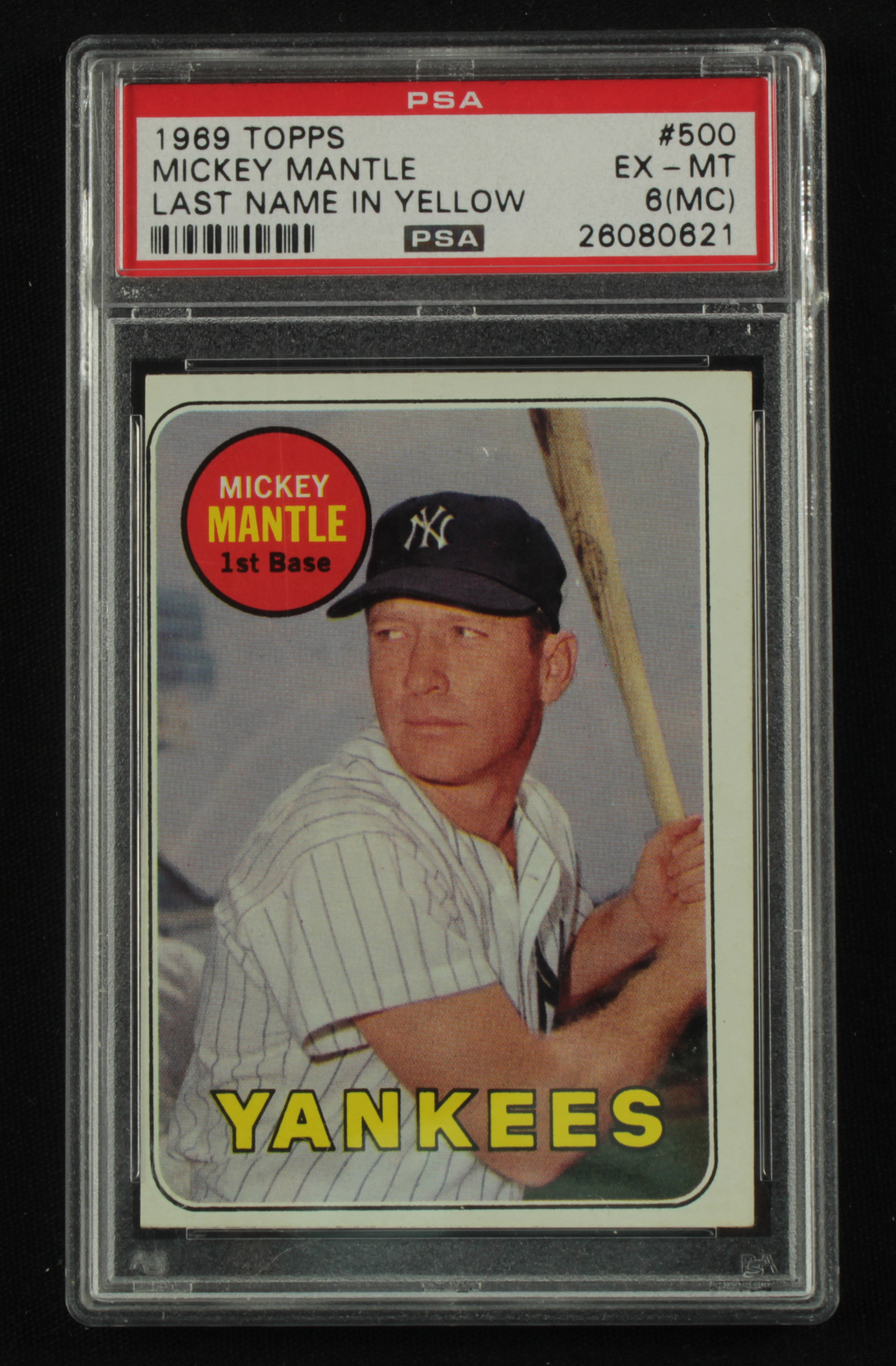Mickey Mantle 1969 Topps #500A (PSA 6) (MC) at PristineAuction.com Mickey Mantle 1969 Topps #500A (PSA 6) (MC) at PristineAuction.com