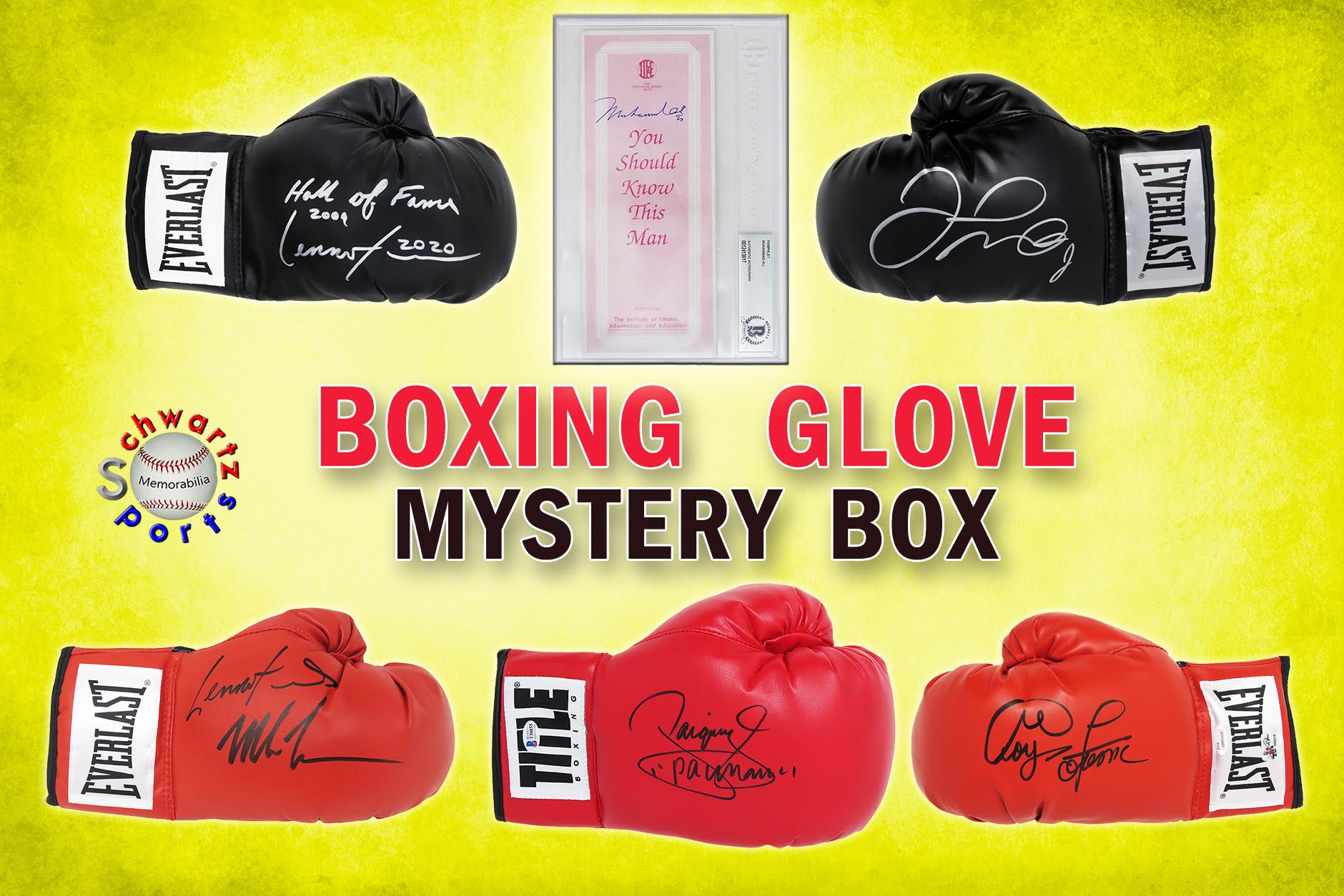 Schwartz Sports Boxing Superstar Signed Mystery Boxing Glove - Series 10 (Limited to 75) **MUHAMMAD ALI Autograph – Grand Prize** at PristineAuction.com Schwartz Sports Boxing Superstar Signed Mystery Boxing Glove - Series 10 (Limited to 75) **MUHAMMAD ALI Autograph – Grand Prize** at PristineAuction.com