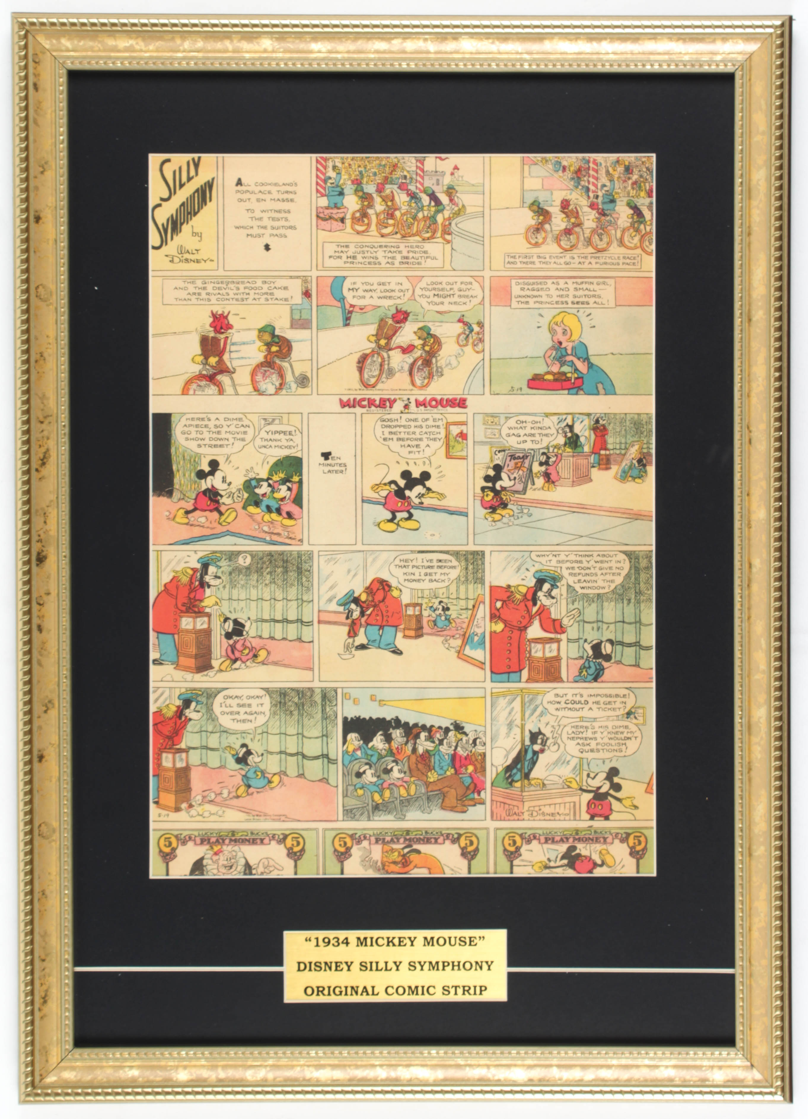 1934 Original Disney "Mickey Mouse" Comic Strip 15x21 Custom Framed Display at PristineAuction.com 1934 Original Disney "Mickey Mouse" Comic Strip 15x21 Custom Framed Display at PristineAuction.com