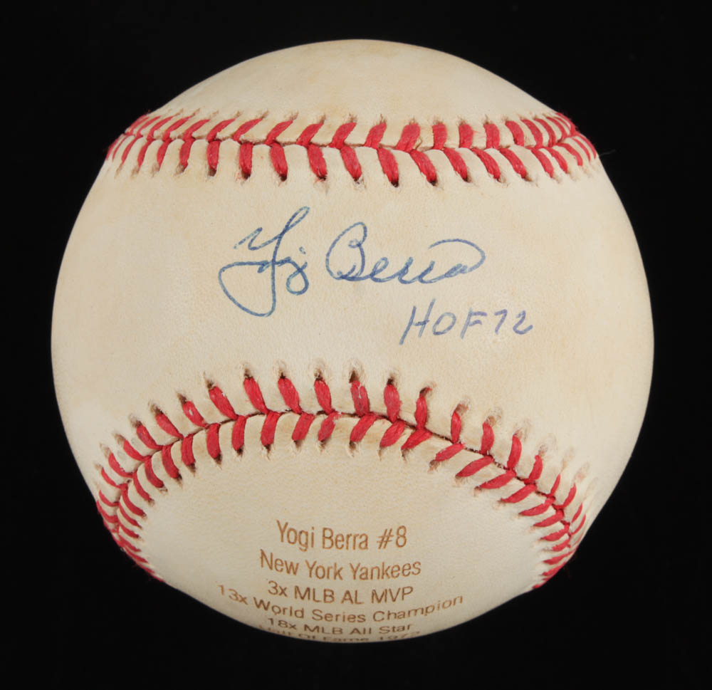 Yogi Berra Signed LE OAL Laser Engraved Baseball Inscribed "HOF 72" (JSA COA) at PristineAuction.com Yogi Berra Signed LE OAL Laser Engraved Baseball Inscribed "HOF 72" (JSA COA) at PristineAuction.com