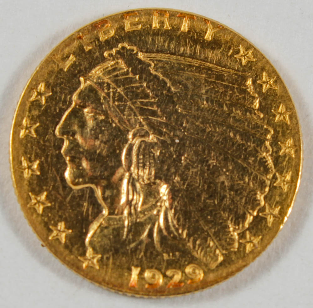 1929 $2.50 Indian Head Quarter Eagle Gold Coin at PristineAuction.com 1929 $2.50 Indian Head Quarter Eagle Gold Coin at PristineAuction.com
