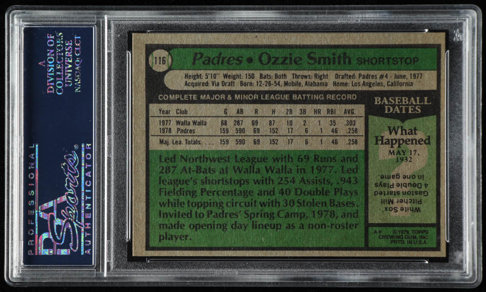 Ozzie Smith 1979 Topps #116 RC (PSA 8) (OC) at PristineAuction.com Ozzie Smith 1979 Topps #116 RC (PSA 8) (OC) at PristineAuction.com