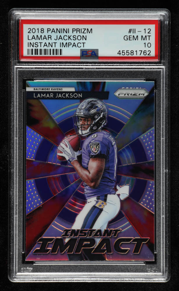 Lamar Jackson 2018 Panini Prizm Instant Impact Prizms #12 RC (PSA 10) at PristineAuction.com Lamar Jackson 2018 Panini Prizm Instant Impact Prizms #12 RC (PSA 10) at PristineAuction.com