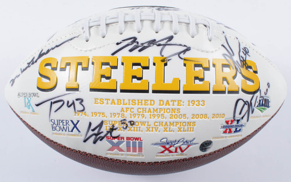 2013 Steelers Logo Football Team-Signed by (35) with Ben Roethlisberger, Troy Polamalu, Heath Miller, Antonio Brown, Brett Keisel (JSA ALOA) at PristineAuction.com 2013 Steelers Logo Football Team-Signed by (35) with Ben Roethlisberger, Troy Polamalu, Heath Miller, Antonio Brown, Brett Keisel (JSA ALOA) at PristineAuction.com