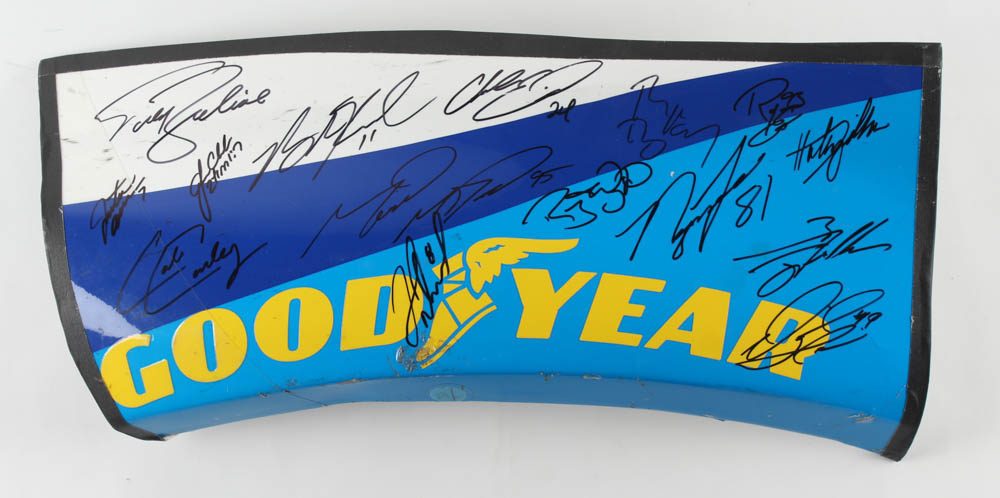 Goodyear Car Panel Signed by (15) with Todd Bodine, Chase Elliott, Cale Conley (JSA ALOA) at PristineAuction.com Goodyear Car Panel Signed by (15) with Todd Bodine, Chase Elliott, Cale Conley (JSA ALOA) at PristineAuction.com