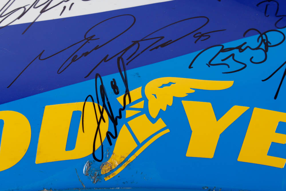 Goodyear Car Panel Signed by (15) with Todd Bodine, Chase Elliott, Cale Conley (JSA ALOA) at PristineAuction.com Goodyear Car Panel Signed by (15) with Todd Bodine, Chase Elliott, Cale Conley (JSA ALOA) at PristineAuction.com