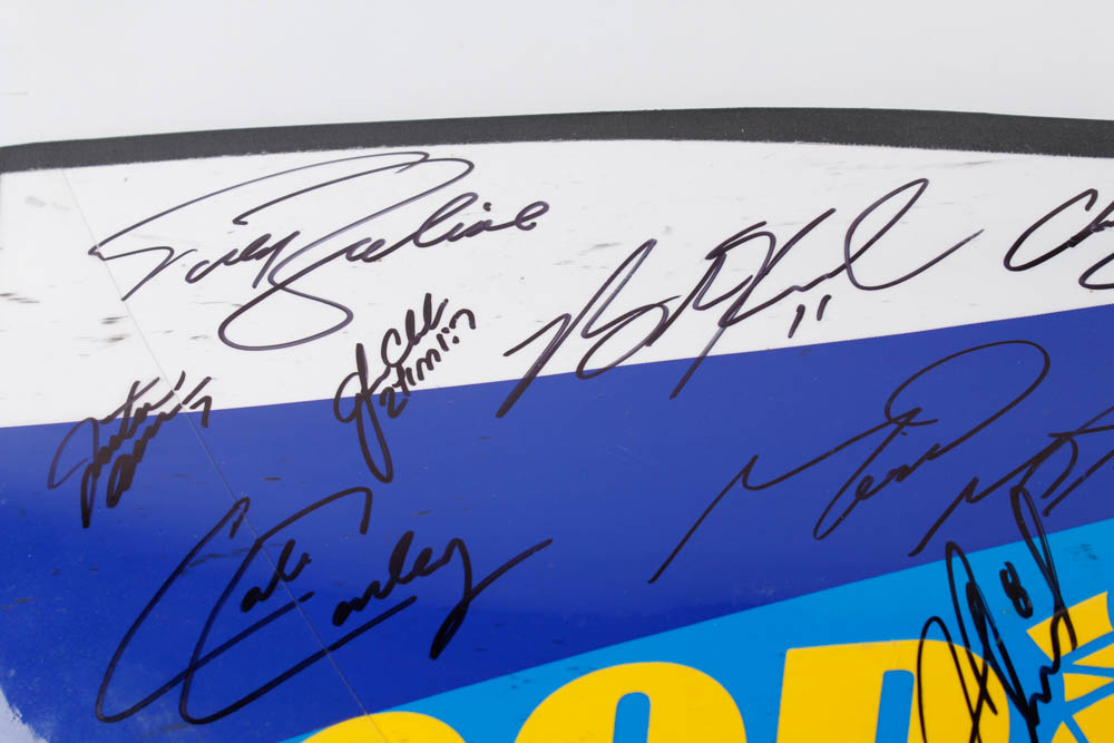 Goodyear Car Panel Signed by (15) with Todd Bodine, Chase Elliott, Cale Conley (JSA ALOA) at PristineAuction.com Goodyear Car Panel Signed by (15) with Todd Bodine, Chase Elliott, Cale Conley (JSA ALOA) at PristineAuction.com