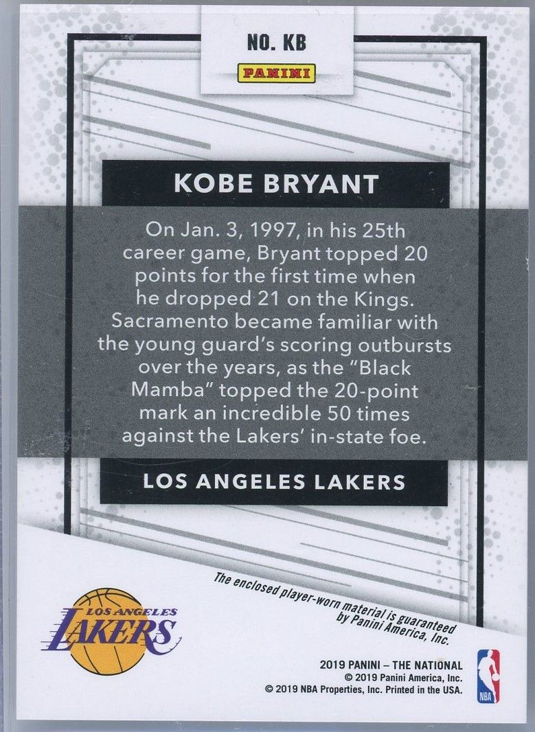 Kobe Bryant 2019 Panini The National Collection Cracked Ice #KB at PristineAuction.com Kobe Bryant 2019 Panini The National Collection Cracked Ice #KB at PristineAuction.com