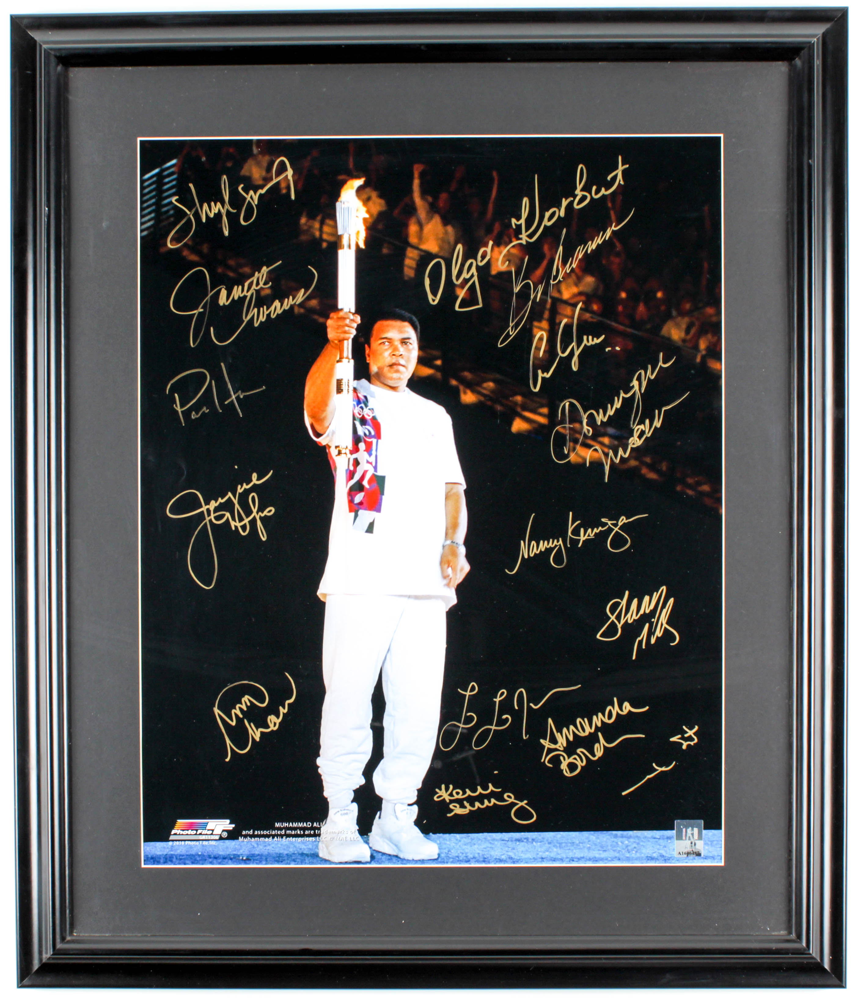 Olympic Greats Multi-Signed 22x26 Custom Framed Photo Display with (15) including Sheryl Swoopes, Dominique Moceanu, Mark Spitz (JSA ALOA) at PristineAuction.com Olympic Greats Multi-Signed 22x26 Custom Framed Photo Display with (15) including Sheryl Swoopes, Dominique Moceanu, Mark Spitz (JSA ALOA) at PristineAuction.com