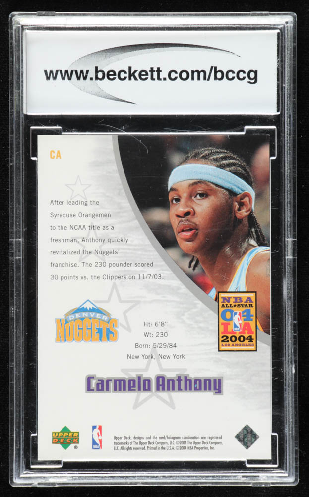 Carmelo Anthony 2004 Upper Deck All-Star Game #CA (BCCG 10) at PristineAuction.com Carmelo Anthony 2004 Upper Deck All-Star Game #CA (BCCG 10) at PristineAuction.com