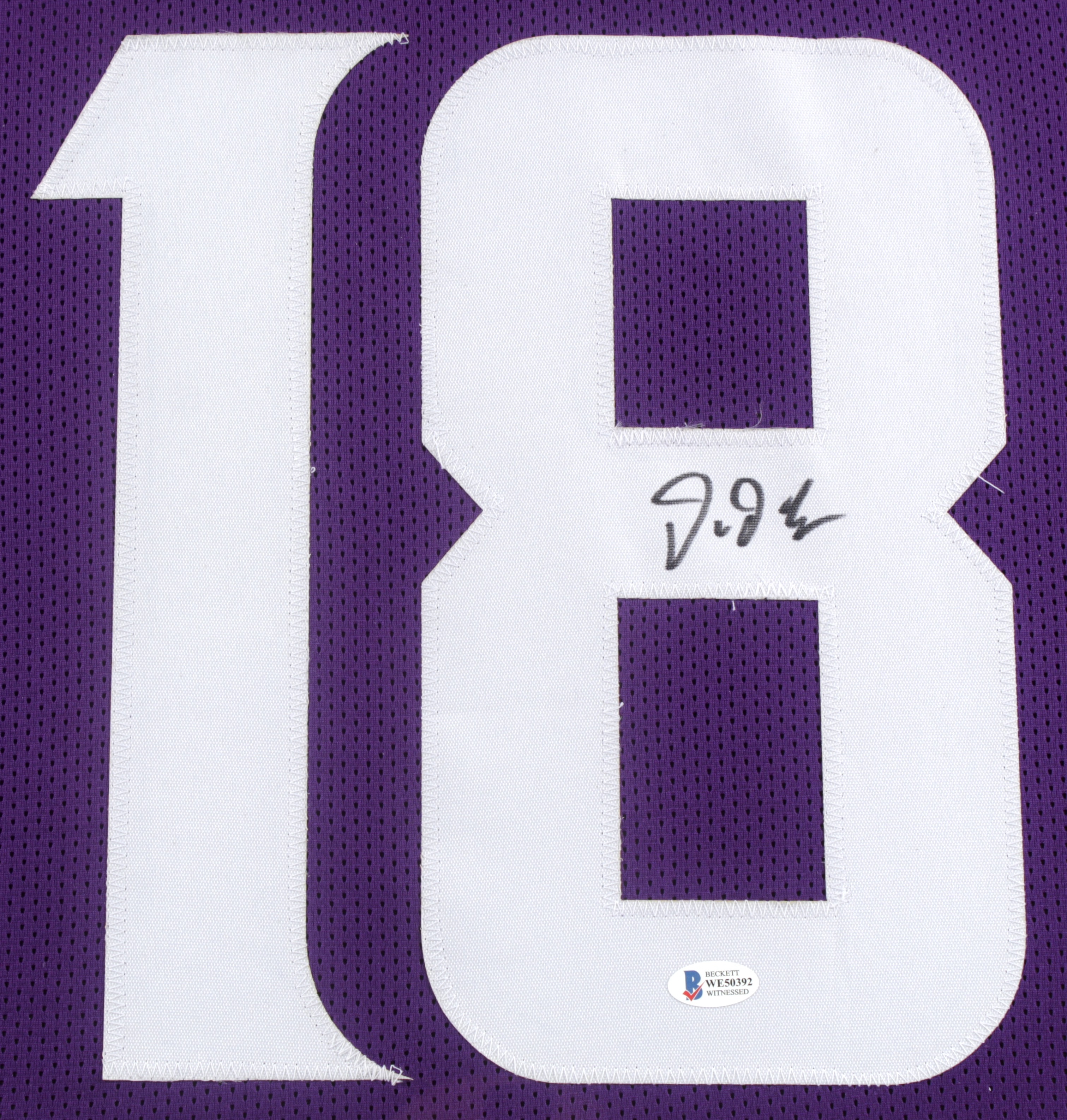 Justin Jefferson Signed 35x43 Custom Framed Jersey (Beckett COA) at PristineAuction.com Justin Jefferson Signed 35x43 Custom Framed Jersey (Beckett COA) at PristineAuction.com