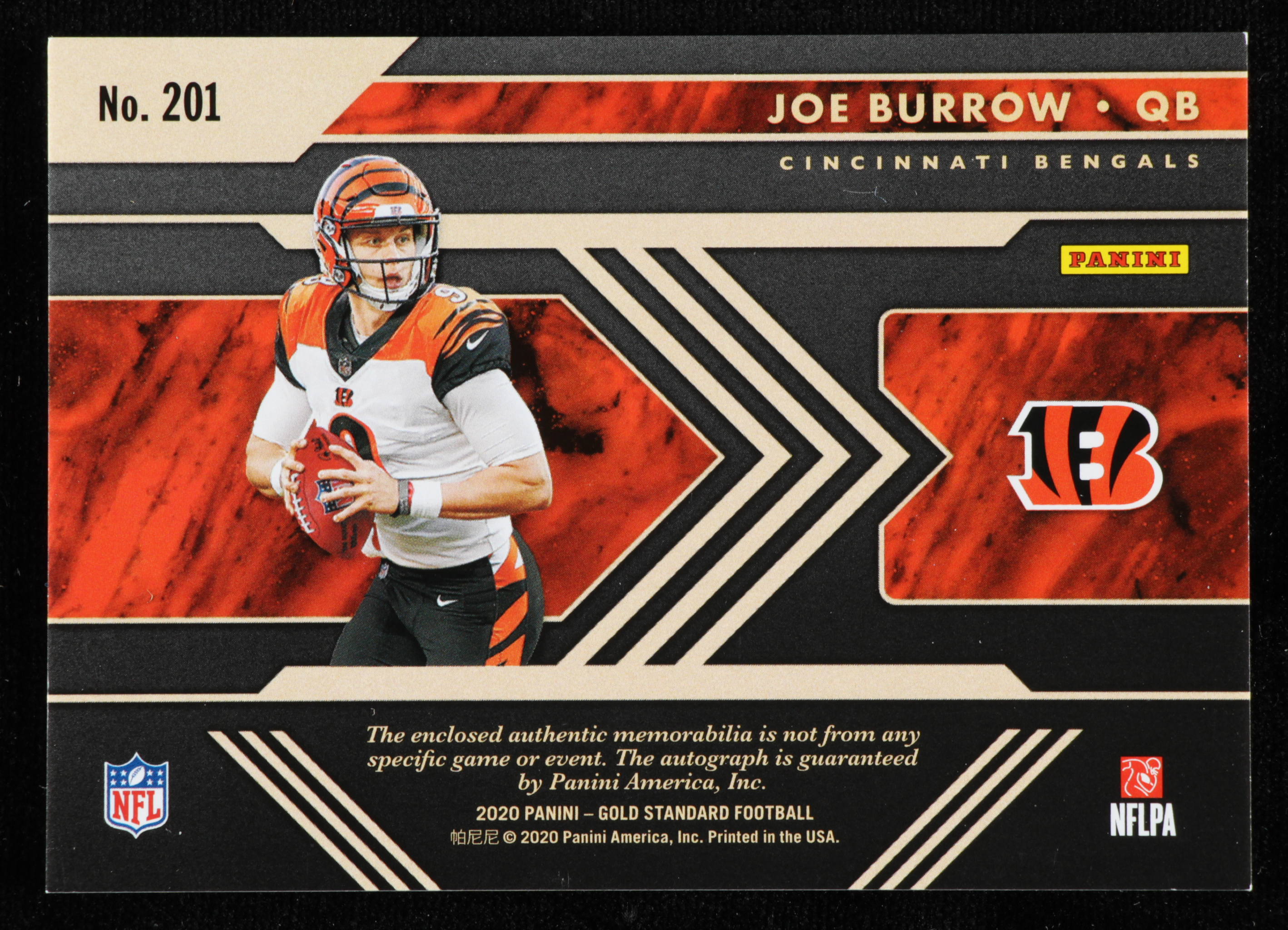 Joe Burrow 2020 Panini Gold Standard #201 JSY Autograph at PristineAuction.com Joe Burrow 2020 Panini Gold Standard #201 JSY Autograph at PristineAuction.com