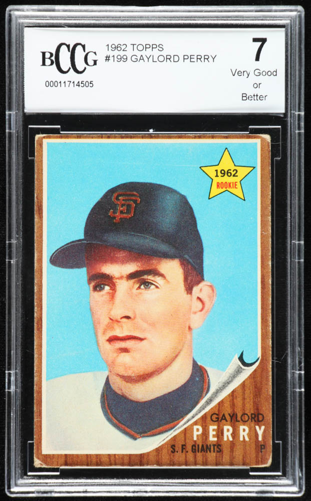 Gaylord Perry 1962 Topps #199 RC (BCCG 7) at PristineAuction.com Gaylord Perry 1962 Topps #199 RC (BCCG 7) at PristineAuction.com
