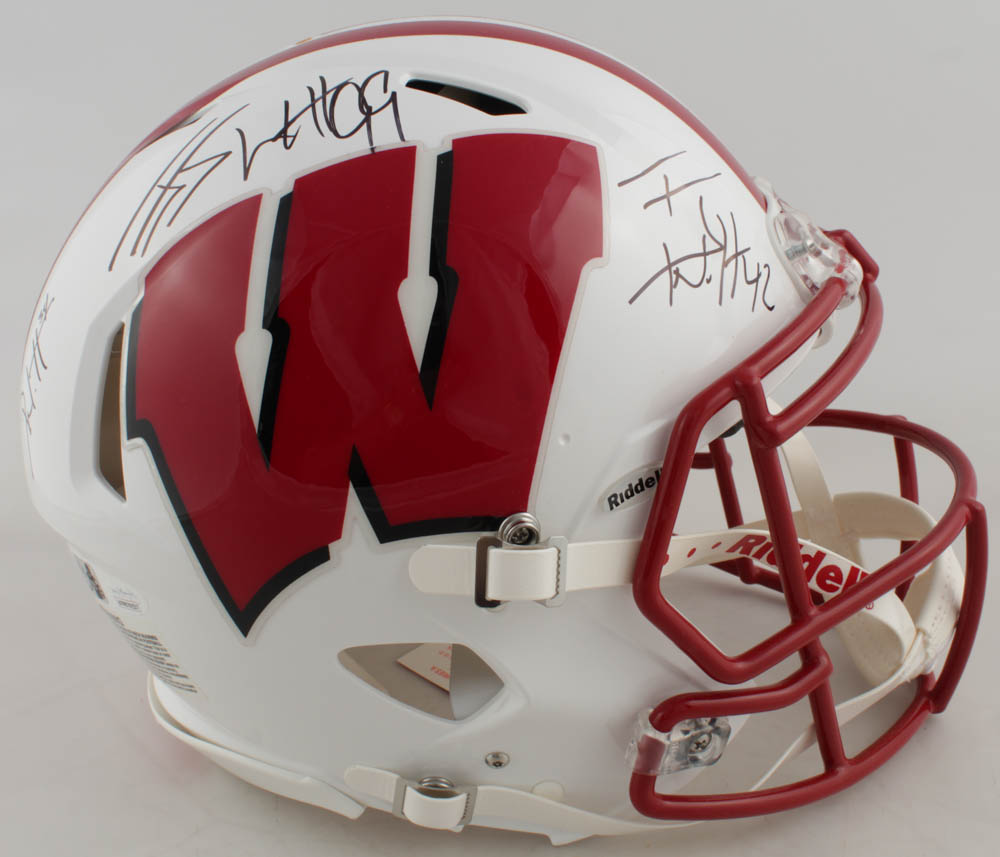 J.J., T.J. & Derek Watt Signed Wisconsin Badgers Full-Size Authentic On-Field Speed Helmet (JSA COA & Watt Hologram) at PristineAuction.com J.J., T.J. & Derek Watt Signed Wisconsin Badgers Full-Size Authentic On-Field Speed Helmet (JSA COA & Watt Hologram) at PristineAuction.com