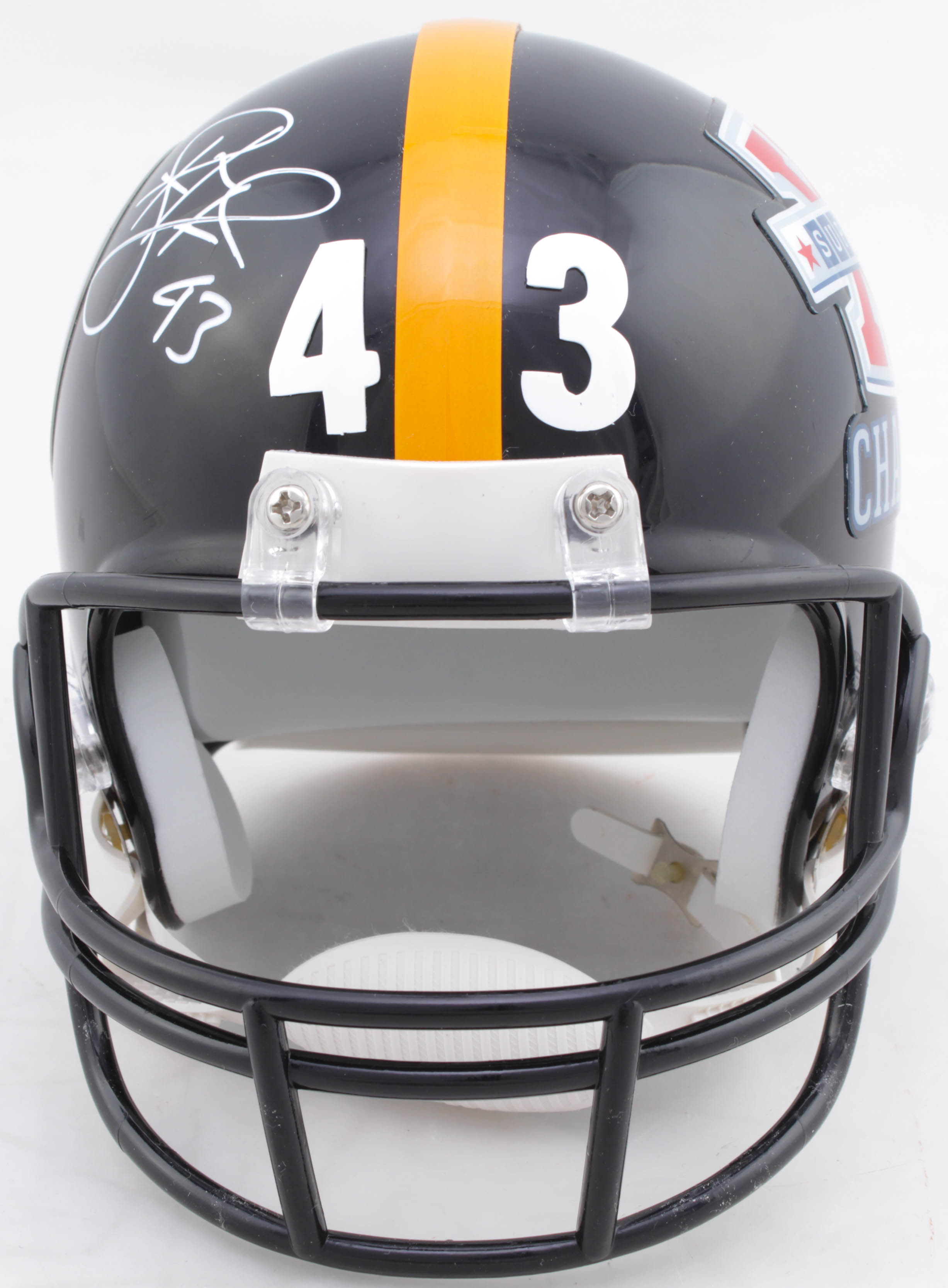 Troy Polamalu Signed Steelers Super Bowl XL Champions Mini-Helmet (Beckett COA) at PristineAuction.com Troy Polamalu Signed Steelers Super Bowl XL Champions Mini-Helmet (Beckett COA) at PristineAuction.com