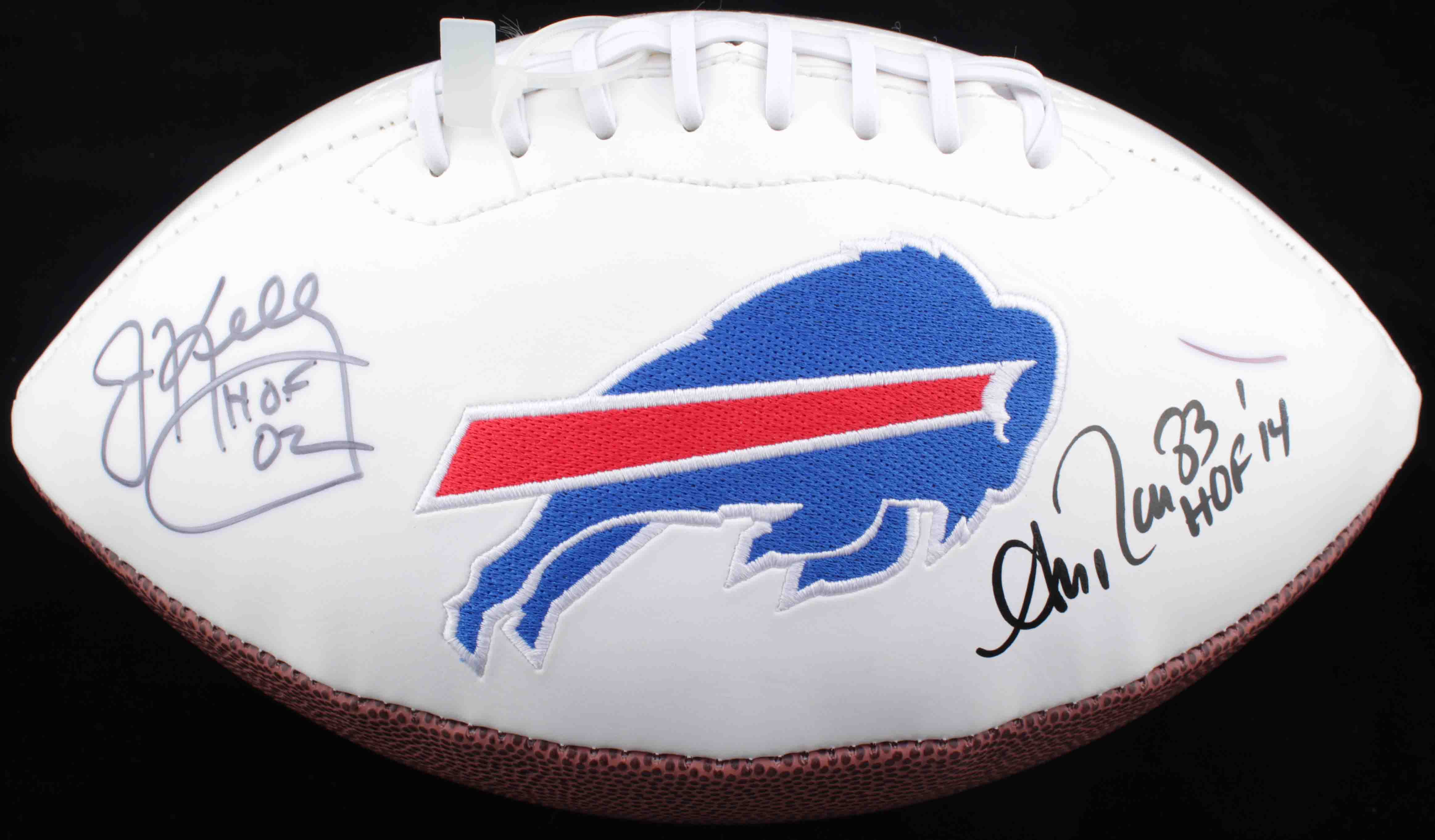 Jim Kelly & Andre Reed Signed Bills Logo Football Inscribed "HOF 02" & "HOF 14" (JSA COA & TriStar Hologram) at PristineAuction.com Jim Kelly & Andre Reed Signed Bills Logo Football Inscribed "HOF 02" & "HOF 14" (JSA COA & TriStar Hologram) at PristineAuction.com