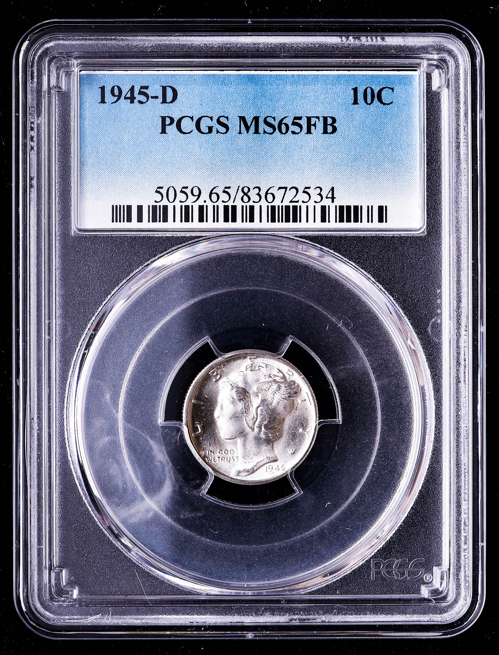 1945-D Mercury Silver Dime (PCGS MS65 Full Split Bands) at PristineAuction.com 1945-D Mercury Silver Dime (PCGS MS65 Full Split Bands) at PristineAuction.com