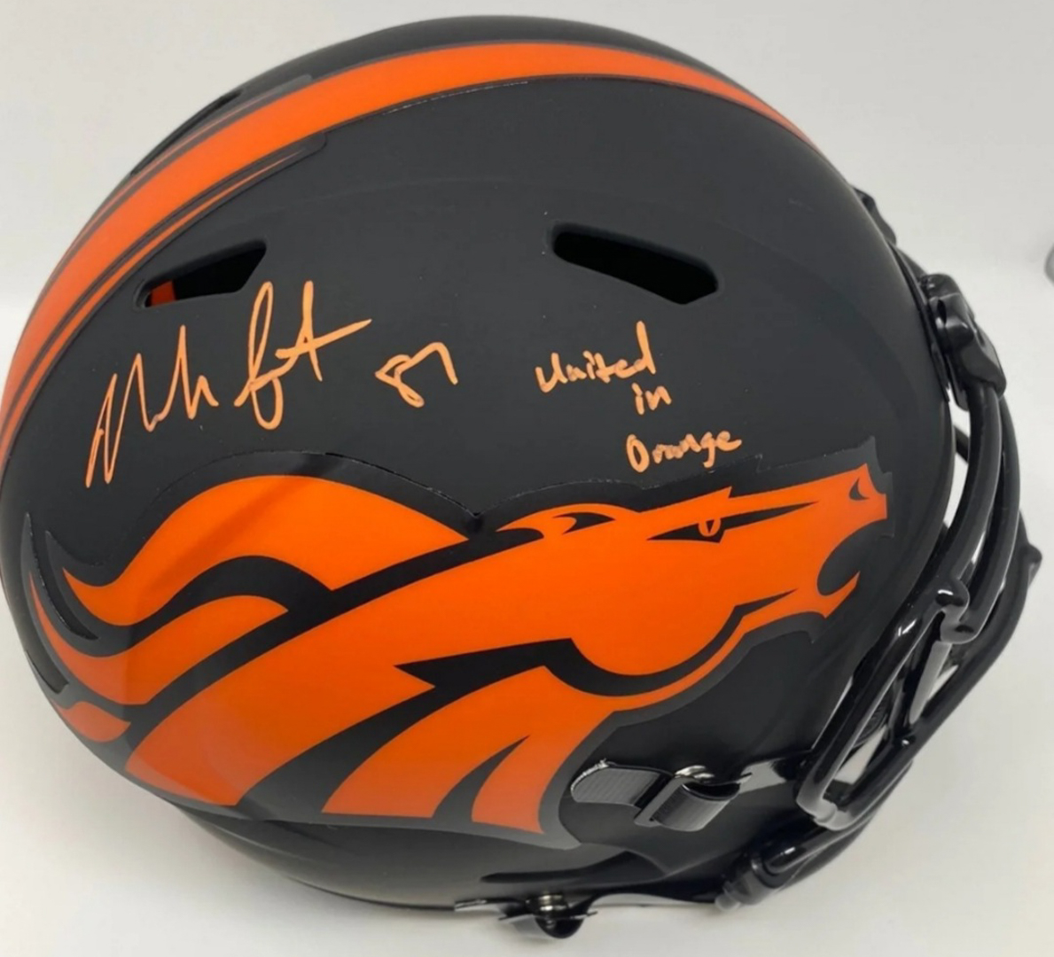 Noah Fant Signed Broncos Full-Size Eclipse Alternate Speed Helmet Inscribed "United in Orange" (JSA COA) at PristineAuction.com Noah Fant Signed Broncos Full-Size Eclipse Alternate Speed Helmet Inscribed "United in Orange" (JSA COA) at PristineAuction.com