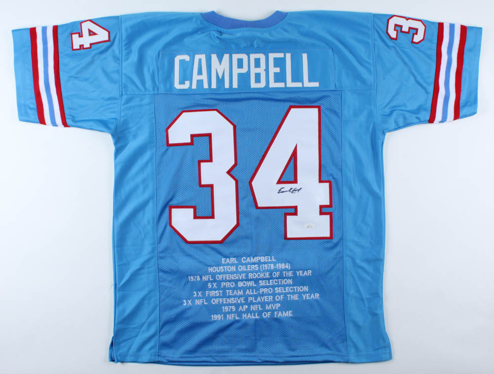 Earl Campbell Signed Career Highlight Stat Jersey (JSA COA) at PristineAuction.com Earl Campbell Signed Career Highlight Stat Jersey (JSA COA) at PristineAuction.com