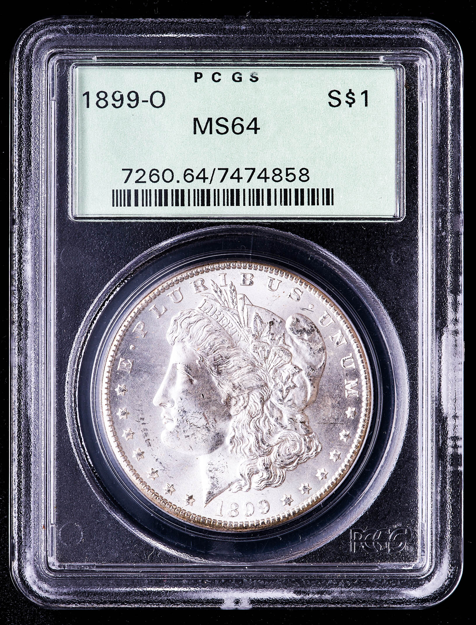 1899-O Morgan Silver Dollar (PCGS MS64) OGH at PristineAuction.com 1899-O Morgan Silver Dollar (PCGS MS64) OGH at PristineAuction.com